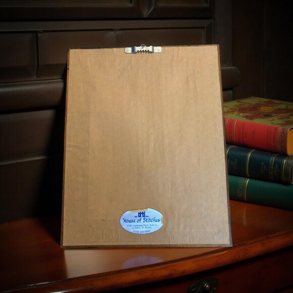 Framed Cross-Stitch Christmas Trees & Stars — Primitive Folk Style — 8″×10″  Pri - Picture 4 of 7